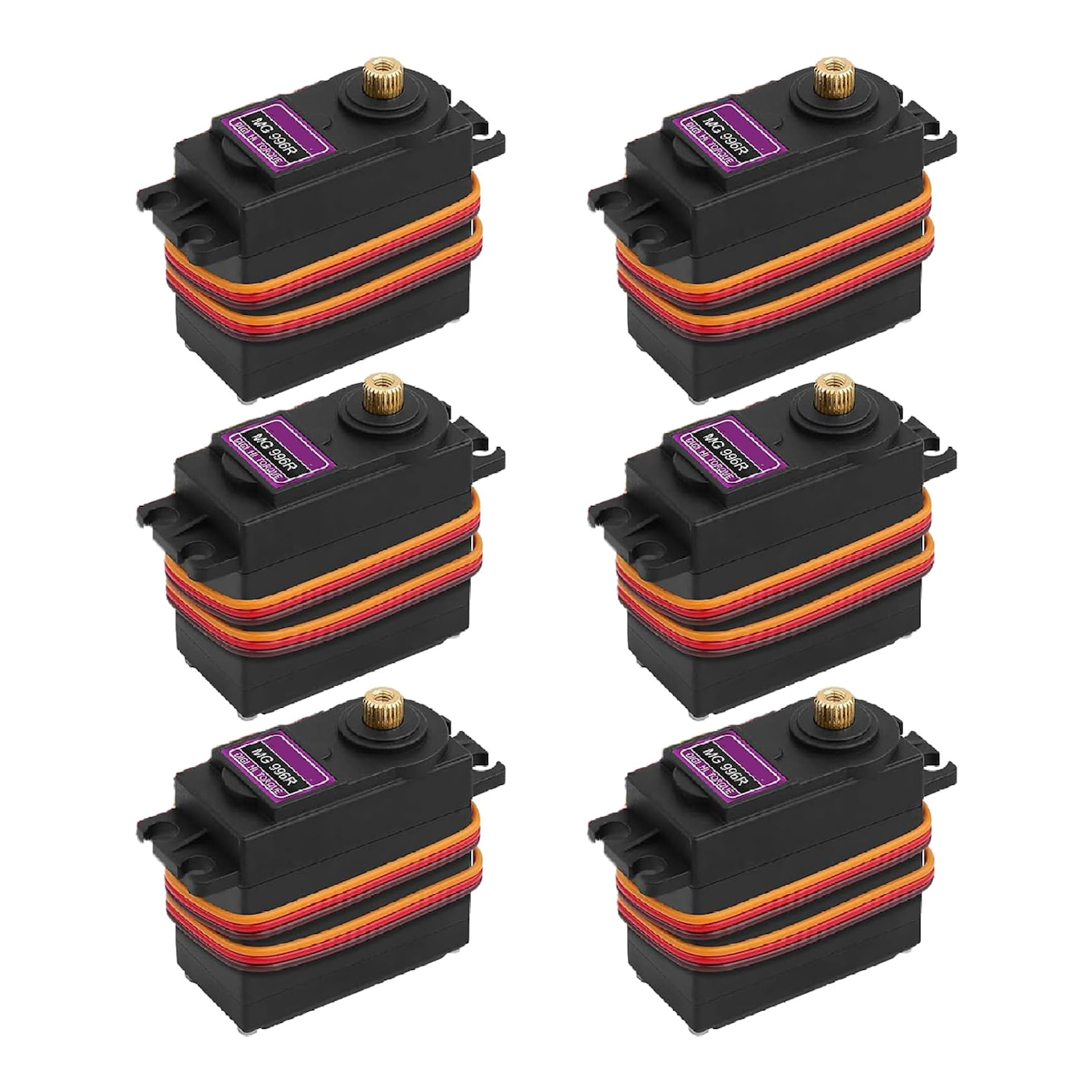 6 Pack - MG996r Servo Motor - 55g Metal Gear Torque Digital RC Robot Servo