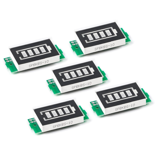 5 Pack - Battery Capacity Indicator Module 3-34V Lithium Battery Charge Indicator Module Blue LED Display 5mA