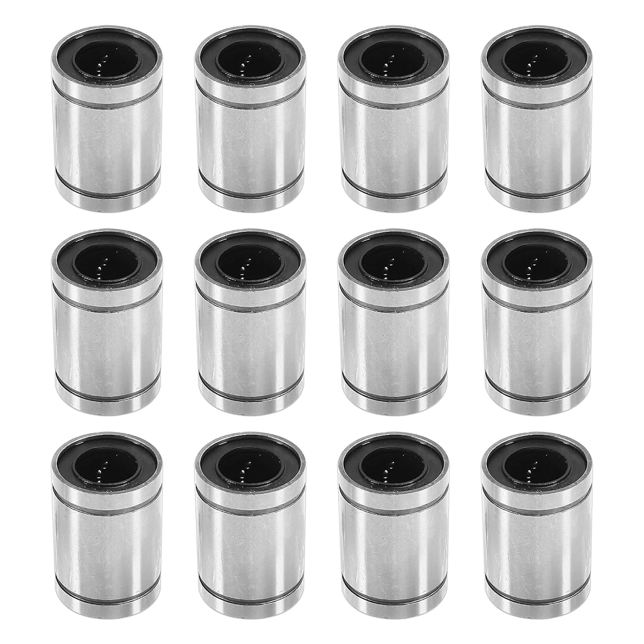 12 Pack - LM12UU Linear Ball Bearings, 12mm Bore Dia Linear Motion Bushing with Double Side Rubber Seal Great for CNC Machine 3D Printer