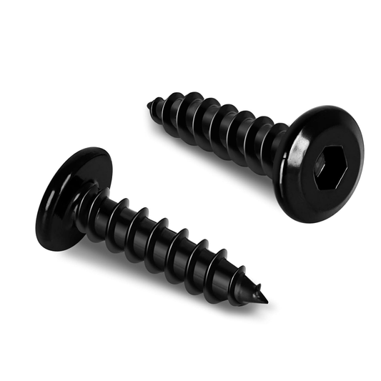 M4 Flat Head Socket Cap Self Tapping Screws, Countersunk Wood Screws, 304 Stainless Steel 18-8, Allen Hex Drive, Black Finish