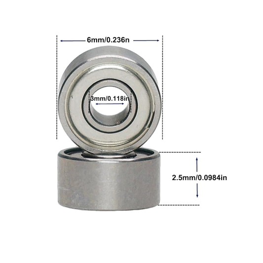 20 Pack - MR63ZZ Deep Groove Double Shielded Ball Bearings - 3x6x2.5mm Micro Bearings for 3D Printers, Electric Motors, Home Appliances, Garden Machinery (MR63-ZZ)